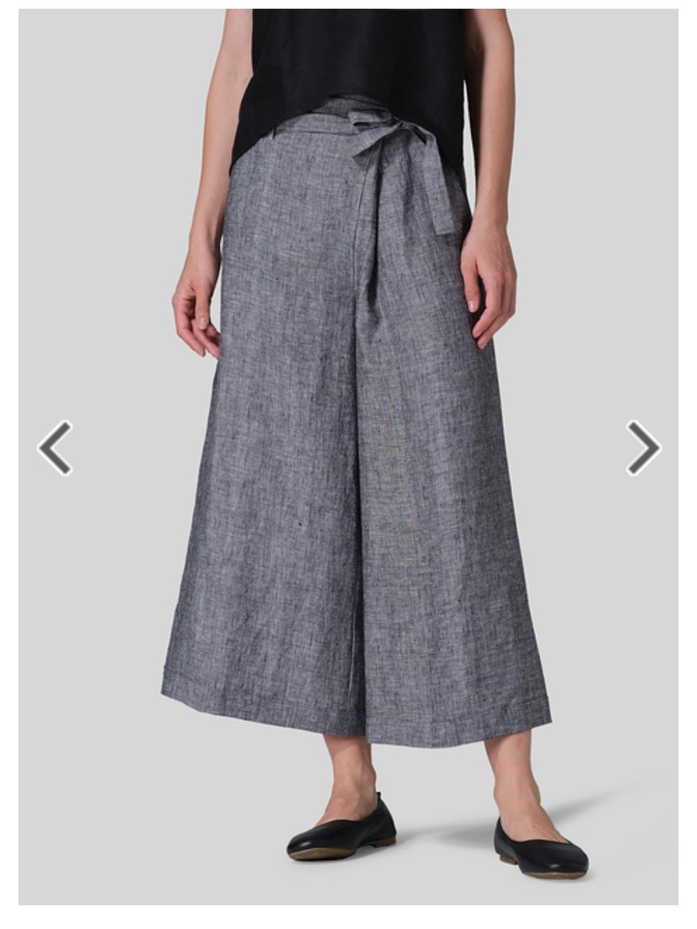 Vivid Wide Leg 100% Linen Pants Double Belt Loop Two Tone Black Sz 10 Lagenlook